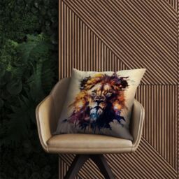 Warren Reed - Designer Majestic Lion Face Splashart Outdoor Cushion in Brown - Size: 60 cm x 60 cm - thumbnail 2
