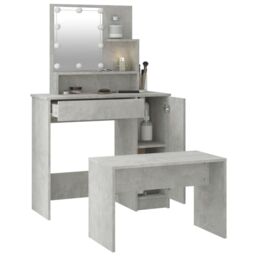 Berkfield Home Dressing Table Set with LED Concrete Grey Engineered Wood - thumbnail 5