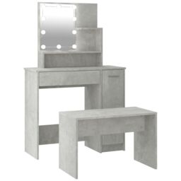 Berkfield Home Dressing Table Set with LED Concrete Grey Engineered Wood - thumbnail 2