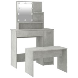 Berkfield Home Dressing Table Set with LED Concrete Grey Engineered Wood - thumbnail 6