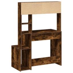 Berkfield Home Desk with Shelves Smoked Oak 100x45x140 cm Engineered Wood in Brown - Size: 100 x 45 x 140 cm - thumbnail 6