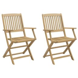 Berkfield Home Folding Garden Chairs 2 pcs 58x54.5x90 cm Solid Wood Acacia in Brown - thumbnail 2