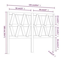 Berkfield Home Beautiful Bed Headboard Grey 126x4x100 cm Solid Wood Pine - Size: 126 x 4 x 100 cm - thumbnail 6