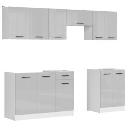 Heze Furniture Summer 7 Unit Kitchen Cabinets Set 240cm - Light Grey Gloss - thumbnail 5