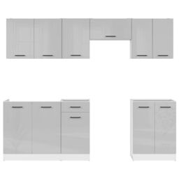 Heze Furniture Summer 7 Unit Kitchen Cabinets Set 240cm - Light Grey Gloss - thumbnail 4