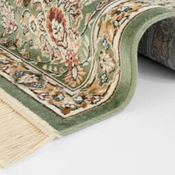 THE RUGS Oriental Velvet Nain Rug Medallion Fringed Viscose Living Room in Green - Size: 195 cm x 290 cm - thumbnail 2