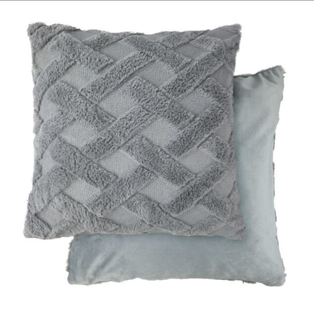 New Edge Blinds Newton Cross Hatch Collection Soft Touch Cushion Cover in Silver - Size: 43 cm x 43 cm - image 1