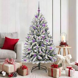 Berkfield Home Elegant Artificial Christmas Tree Green & White 150 cm PVC & Metal - thumbnail 2