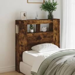 Berkfield Home LED Headboard Smoked Oak 100x18.5x103.5 cm Engineered Wood in Brown - thumbnail 4