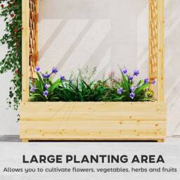 OUTSUNNY Raised Bed for Garden with Trellis, 110 x 44 x 113 cm, Natural - Size: 110 x 44 x 113 cm - thumbnail 4
