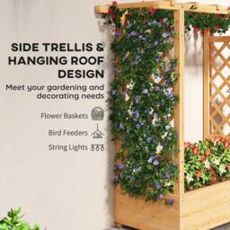 OUTSUNNY Raised Bed for Garden with Trellis, 110 x 44 x 113 cm, Natural - Size: 110 x 44 x 113 cm - thumbnail 5