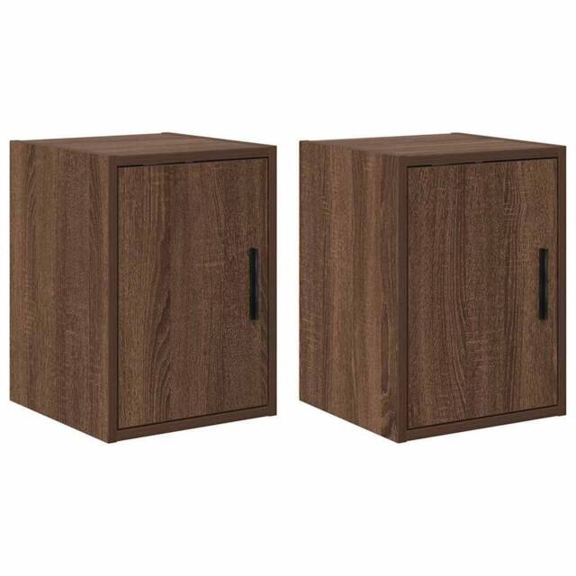 Berkfield Home Garage Wall Cabinets 2 pcs Brown Oak Engineered Wood - image 1