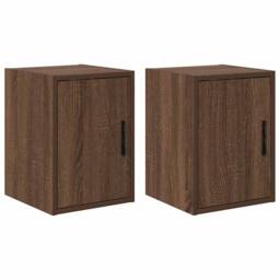 Berkfield Home Garage Wall Cabinets 2 pcs Brown Oak Engineered Wood - thumbnail 1