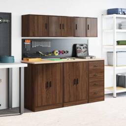 Berkfield Home Garage Wall Cabinets 2 pcs Brown Oak Engineered Wood - thumbnail 4