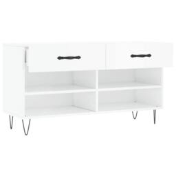 Berkfield Home Shoe Bench High Gloss White 102x35x55 cm Engineered Wood - Size: 102 x 35 x 55 cm - thumbnail 5