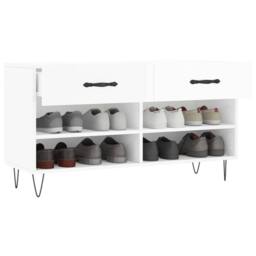 Berkfield Home Shoe Bench High Gloss White 102x35x55 cm Engineered Wood - Size: 102 x 35 x 55 cm - thumbnail 4