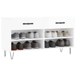 Berkfield Home Shoe Bench High Gloss White 102x35x55 cm Engineered Wood - Size: 102 x 35 x 55 cm - thumbnail 1