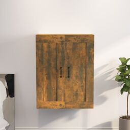 Berkfield Home Hanging Wall Cabinet Smoked Oak 69.5x32.5x90 cm in Brown - thumbnail 1