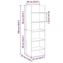 Berkfield Home Book Cabinet Black 60x35x180 cm Engineered Wood - Size: 60 x 35 x 180 cm - thumbnail 7