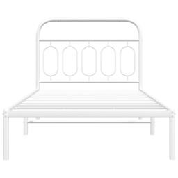 Berkfield Home Metal Bed Frame without Mattress with Headboard White 100x200cm - Size: 100x200 cm - thumbnail 4