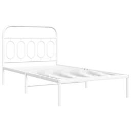 Berkfield Home Metal Bed Frame without Mattress with Headboard White 100x200cm - Size: 100x200 cm - thumbnail 3