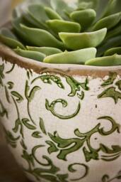 Dibor Vintage Irina Green Large Botanical Flower Planter H17 x Dia. 18.5cm in Cream - thumbnail 3
