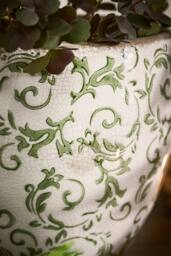 Dibor Vintage Irina Green Large Botanical Flower Planter H17 x Dia. 18.5cm in Cream - thumbnail 2