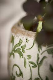 Dibor Vintage Irina Green Large Botanical Flower Planter H17 x Dia. 18.5cm in Cream - thumbnail 4