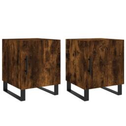 Berkfield Home Modern Bedside Cabinets 2 pcs Smoked Oak 40x40x50 cm Engineered Wood in Brown - Size: 40 x 40 x 50 cm - thumbnail 3