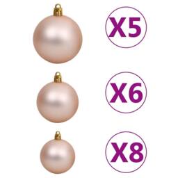 Berkfield Home Beautiful Artificial Pre-lit Christmas Tree with Ball Set Pink 15 - thumbnail 9