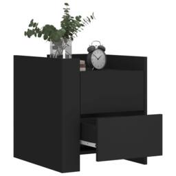 Berkfield Home Bedside Cabinet Black 45x50x50 cm Engineered Wood - Size: 45 x 50 x 50 cm - thumbnail 3