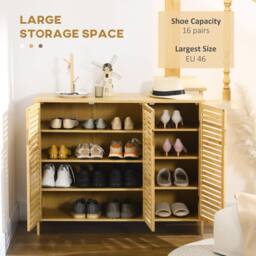 Wyld Haus Elfi Naba Natural Bamboo 3 Door Shoe Cabinet with 8 Adjustable Shelves - thumbnail 4