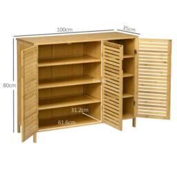 Wyld Haus Elfi Naba Natural Bamboo 3 Door Shoe Cabinet with 8 Adjustable Shelves - thumbnail 3
