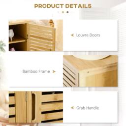 Wyld Haus Elfi Naba Natural Bamboo 3 Door Shoe Cabinet with 8 Adjustable Shelves - thumbnail 6