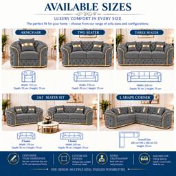 Stratus Interiors Ambassador Sofa Chesterfield Toronto Gold Trim Plush Velvet No Frills in Grey - thumbnail 4
