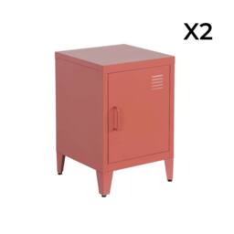 sweeek Set of 2 industrial bedside tables, 1 door in Terracotta - thumbnail 6