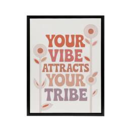 "Artery8 Vibe Attracts Your Tribe Retro Midcentury Floral Framed Canvas Art in Beige - Size: W12"" x H16""" - thumbnail 1