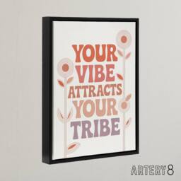 "Artery8 Vibe Attracts Your Tribe Retro Midcentury Floral Framed Canvas Art in Beige - Size: W12"" x H16""" - thumbnail 2