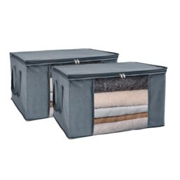 OHS Large Underbed Storage Bags 2 Pack Clothes Shoes Organiser in Grey - thumbnail 1