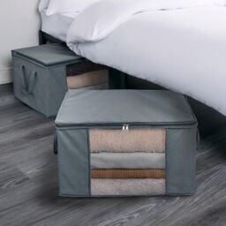 OHS Large Underbed Storage Bags 2 Pack Clothes Shoes Organiser in Grey - thumbnail 5