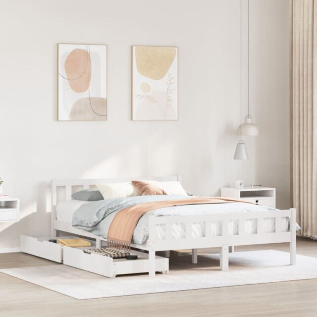 Berkfield Home Bed Frame without Mattress White 160x200 cm Solid Wood Pine - image 1
