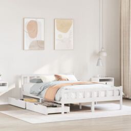 Berkfield Home Bed Frame without Mattress White 160x200 cm Solid Wood Pine - thumbnail 1