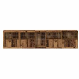 Berkfield Home Sideboard with LED Lights Old Wood 283x37x67 cm Engineered Wood in Brown - Size: 283 x 37 x 67 cm - thumbnail 6