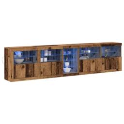 Berkfield Home Sideboard with LED Lights Old Wood 283x37x67 cm Engineered Wood in Brown - Size: 283 x 37 x 67 cm - thumbnail 3