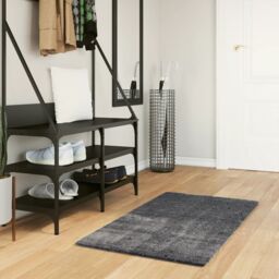 Berkfield Home Rug Short Pile Soft & Washable Anthracite 60x110 cm in Black - Size: 100 cm diameter - thumbnail 1