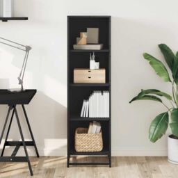 Berkfield Home Book Cabinet Black 40x35x139 cm Engineered Wood - Size: 40 x 35 x 139 cm - thumbnail 3