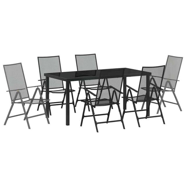 Berkfield Home 7 Piece Garden Dining Set Anthracite Steel - image 1