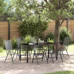 Berkfield Home 7 Piece Garden Dining Set Anthracite Steel - thumbnail 2