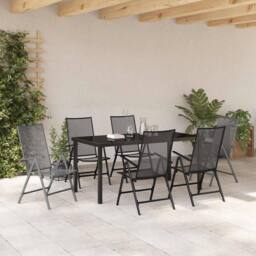 Berkfield Home 7 Piece Garden Dining Set Anthracite Steel - thumbnail 4