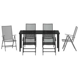 Berkfield Home 7 Piece Garden Dining Set Anthracite Steel - thumbnail 7